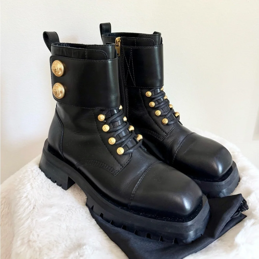 *SOLD somewhere else* BALMAIN RANGER BOOT ARMY CALFSKIN - Picture 2 of 9